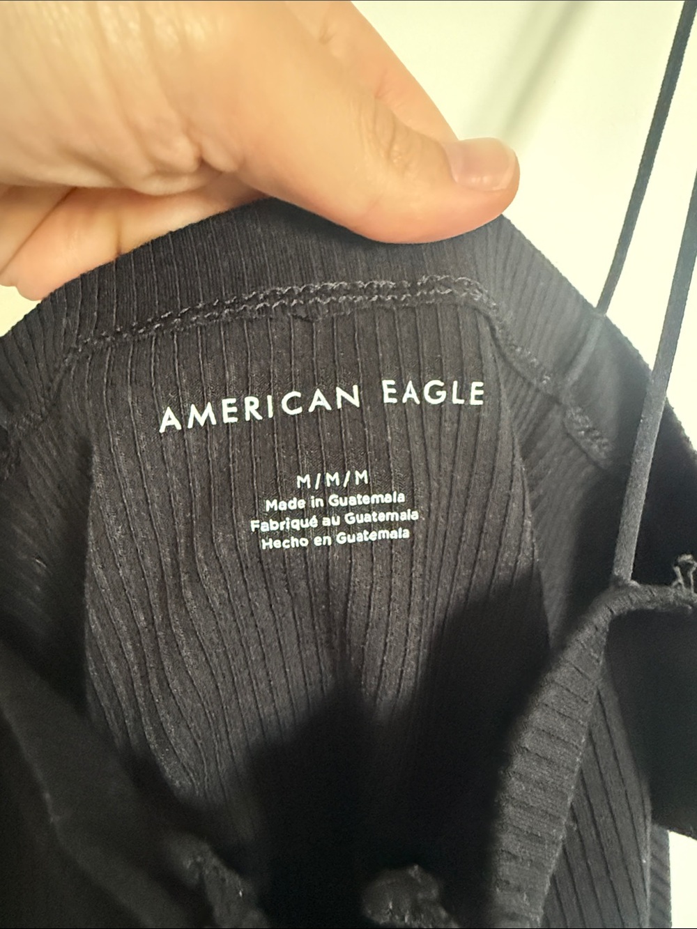 American Eagle Women's Black Ribbed Lace-Up Cami Top - Picture 4 of 5